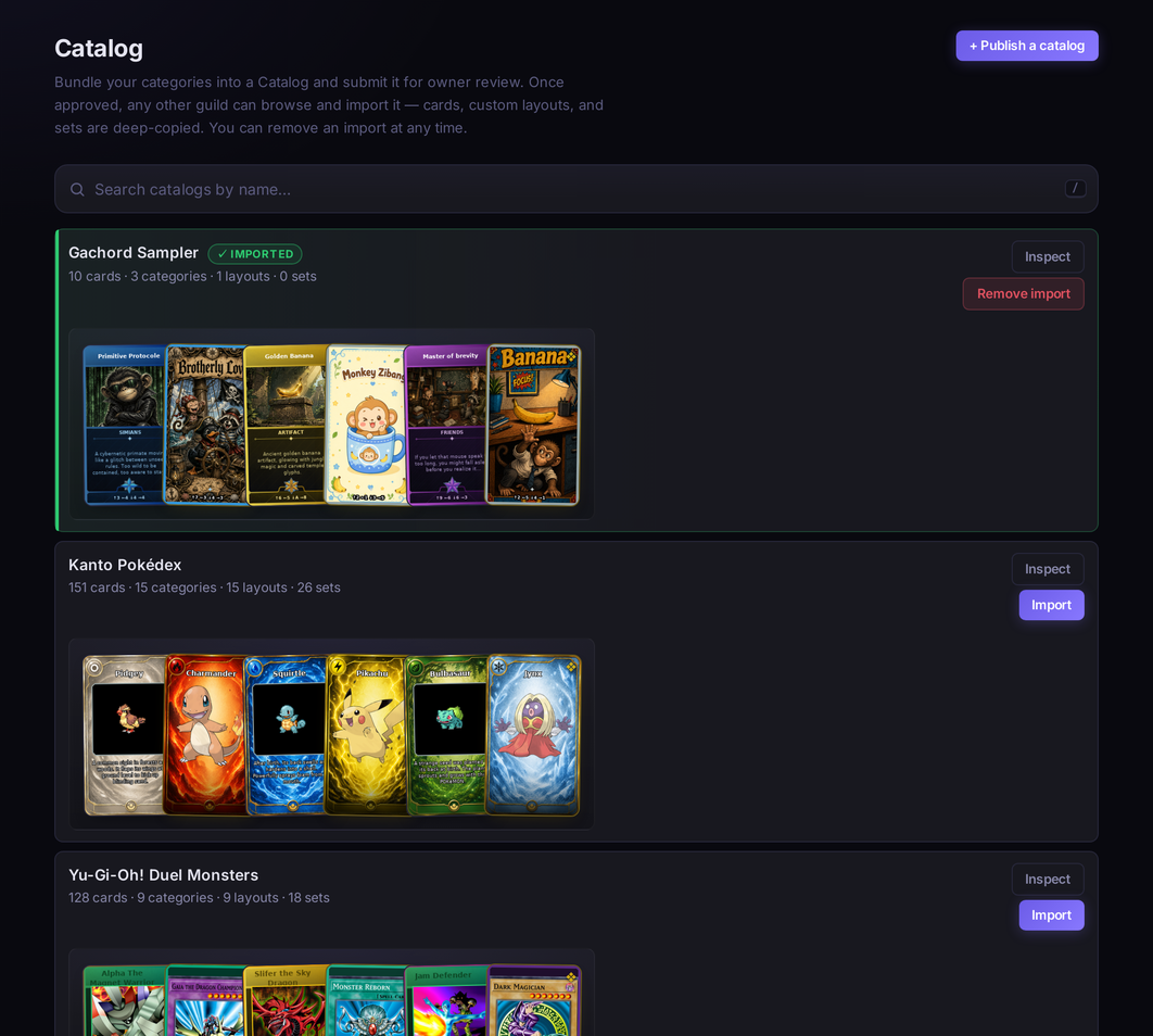Web admin — community Catalog browser with the Gachord Sampler imported